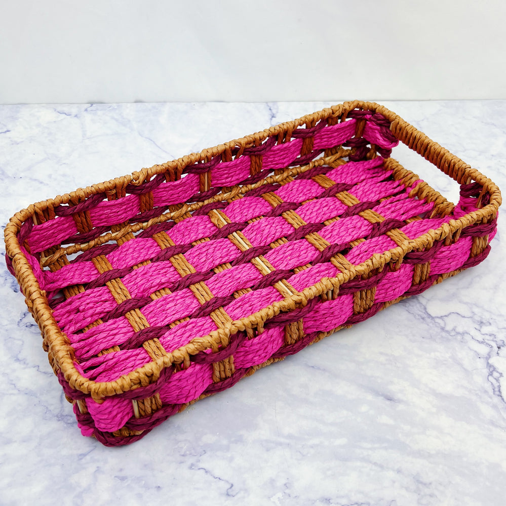 Colorful Two-Toned Woven Basket Tray