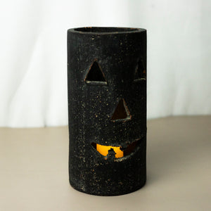 Tall Black Clay Jack-O-Lantern