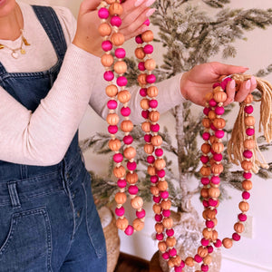 Jazzberry Wooden Bead and Jute Tassel Garland