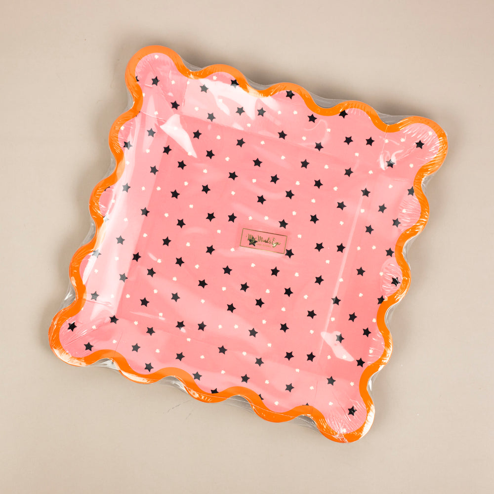 Starry Pink Scalloped Dinner Plate