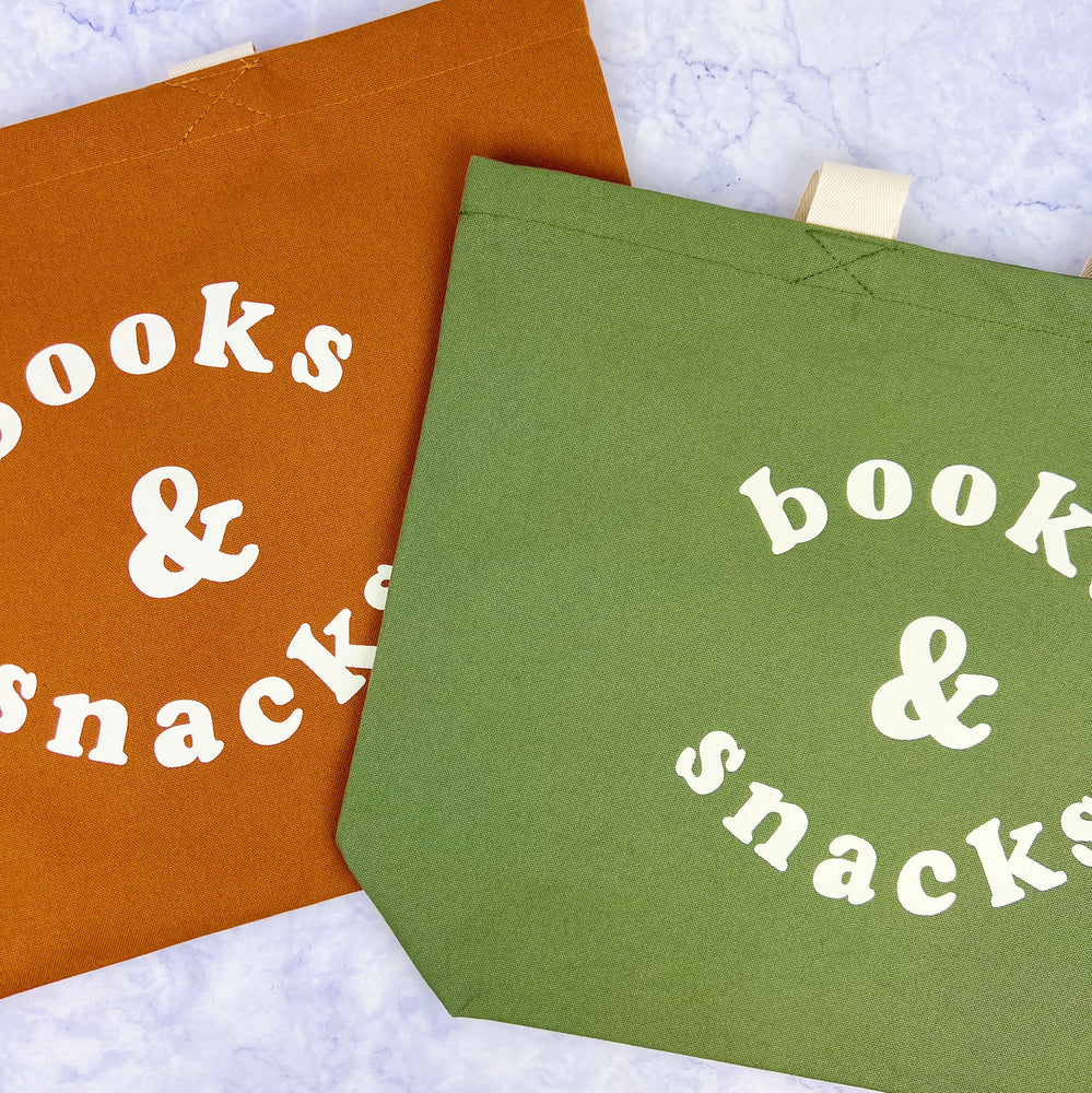 Books and Snacks Canvas Tote Bag