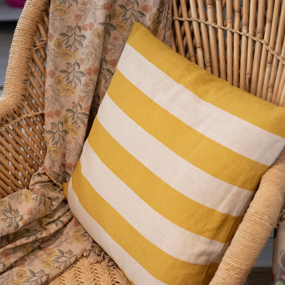 Gold and Cream Striped Pillow