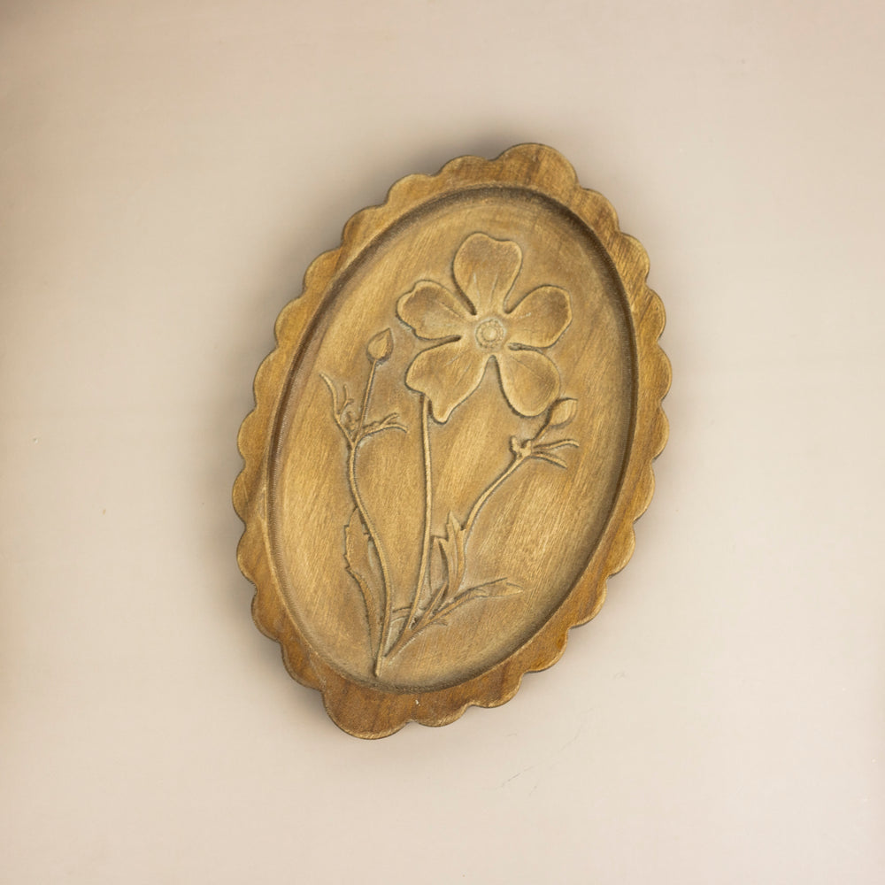Scalloped Botanical Wooden Wall Decor