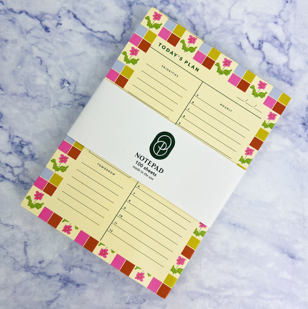 Checkered Flower Daily Planner Notepad