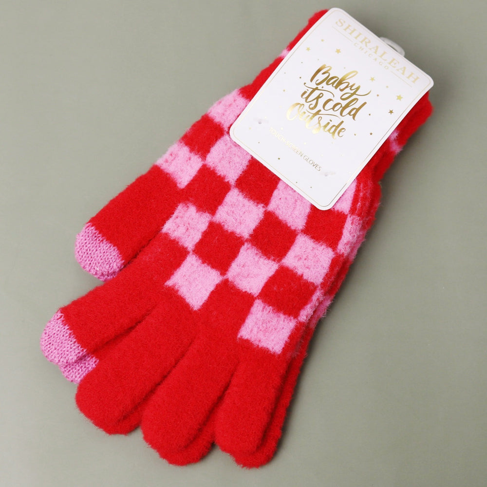 Red and Pink Touchscreen Gloves