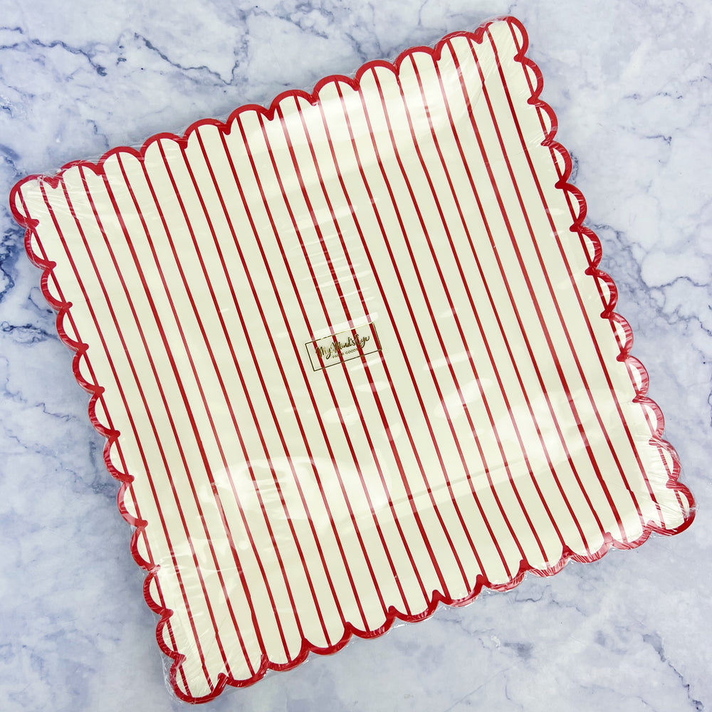 Scalloped Stripe Holiday Paper Plate Set