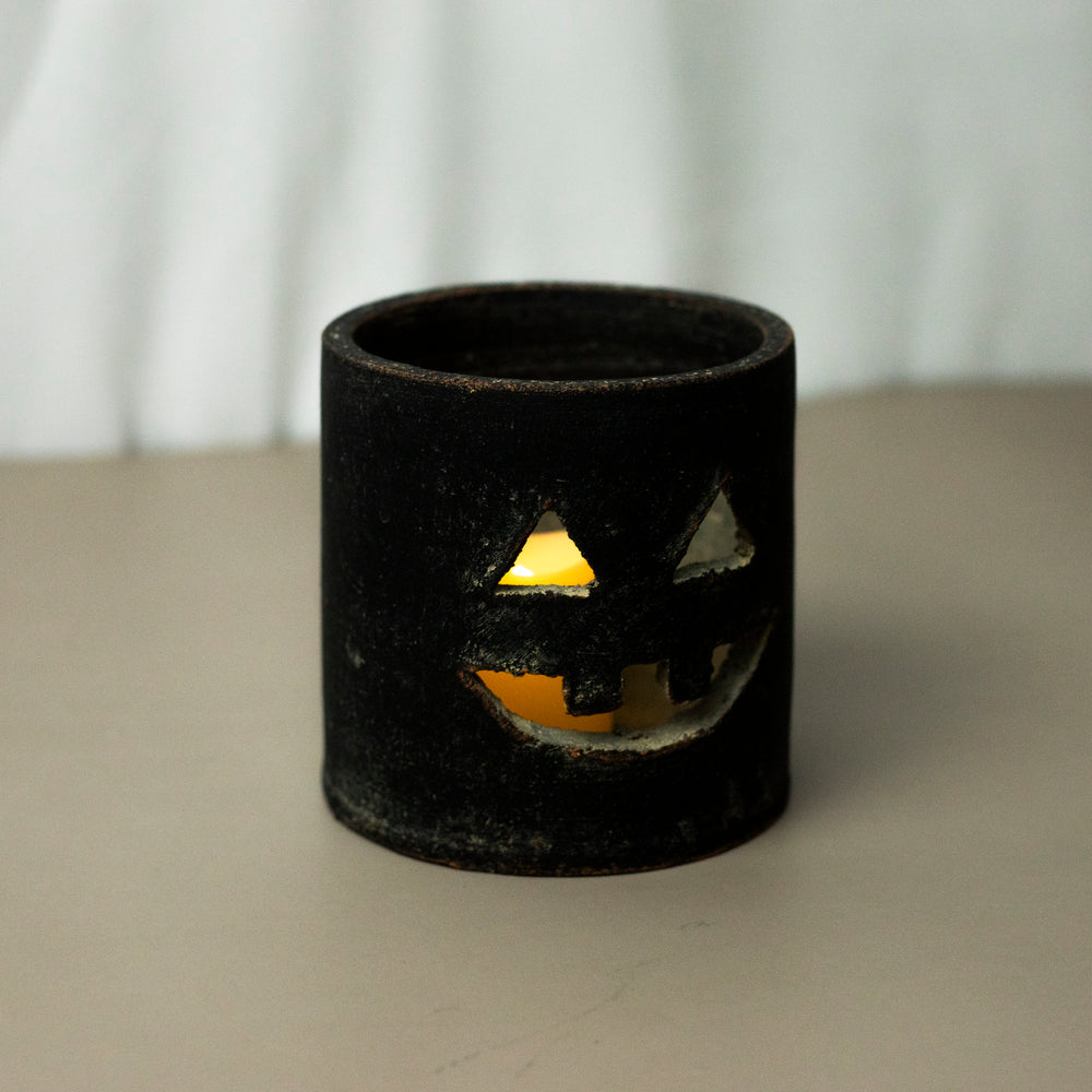 Small Black Clay Jack-O-Lantern