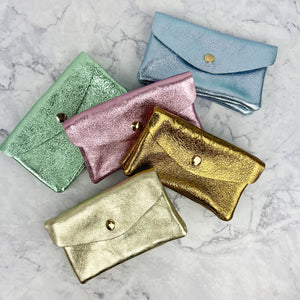 Handmade Leather Metallic Coin Wallet
