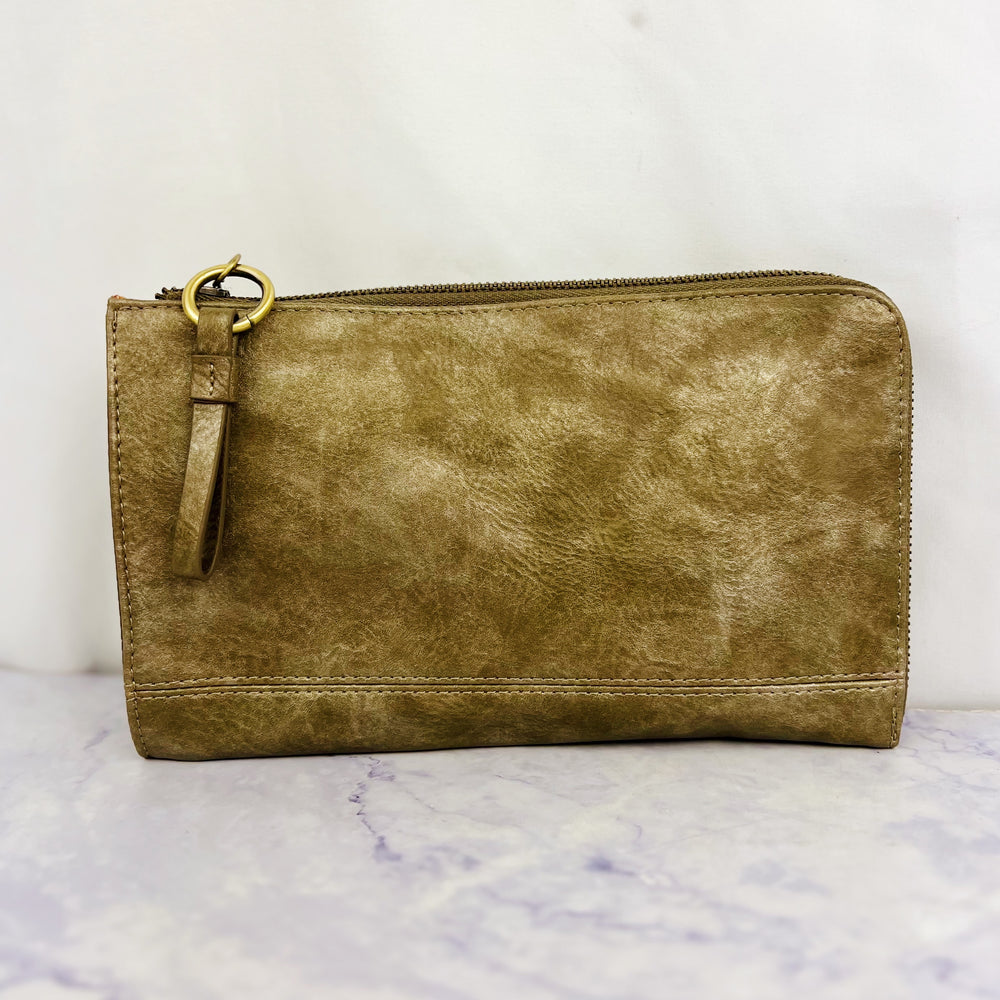 Faux Suede Convertible Wristlet & Wallet