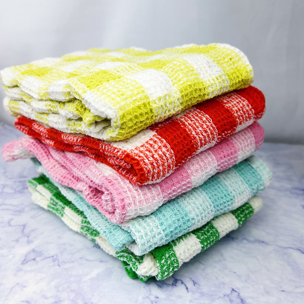 Cotton Waffle Weave Dish Towel - Green Apple