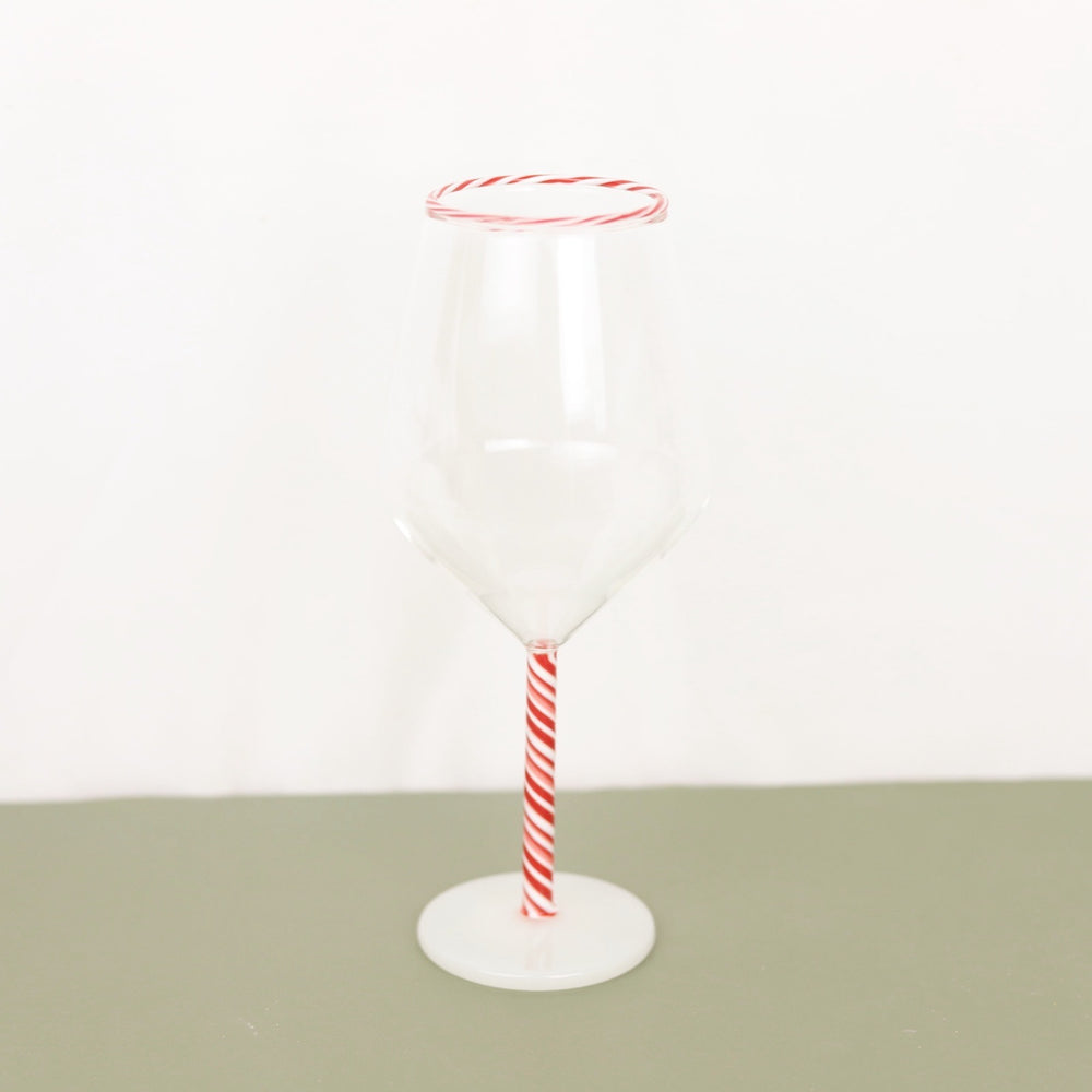 Candy Cane Striped Rim Stemmed Wineglass