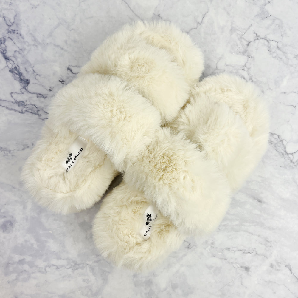 Ivory Platform Fuzzy Slippers