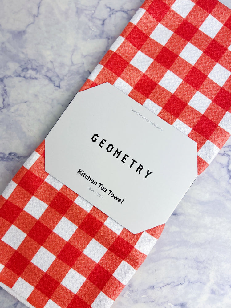 Candy Apple Checkered Recycled Tea Towel