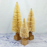 Cream Bottle Brush Tree with Wood Base