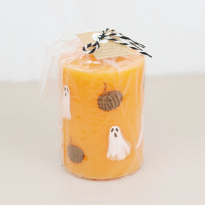 Handpainted Halloween Pillar Candle