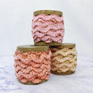 Scalloped Chenille Ribbon with Metallic Edges