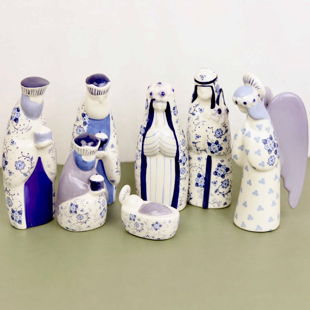 Ceramic Blue and White Nativity
