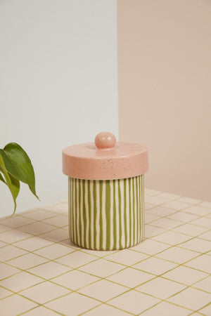 Pistachio and Punch Stripe Canister