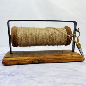 Spool Of Twine on Reclaimed Wooden Stand with Scissors