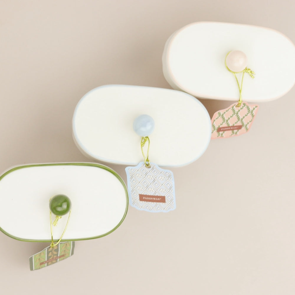Cherie Porcelain Ceramic Candle with Colored Accents