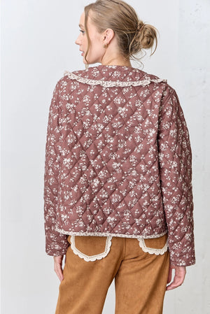 Floral Print Collared Jacket