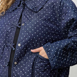 Denim Polkadot Peter Pan Collar Jacket