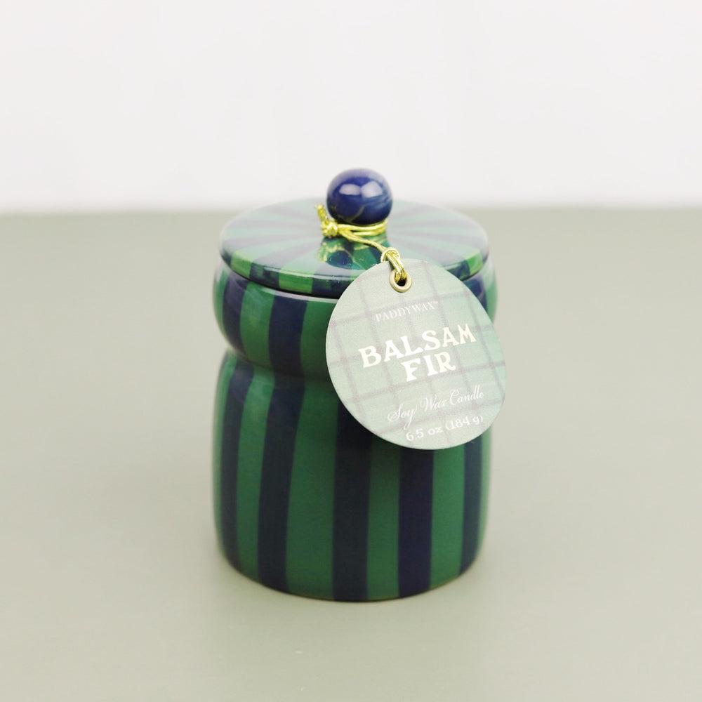 Striped Cabana Candle With Lid