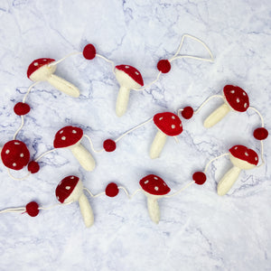 Mushroom Wool Felt Garland