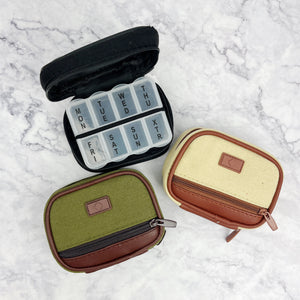 Canvas Zipper Pouch with Pill Box