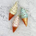 Ice Cream Cone Glass Ornament