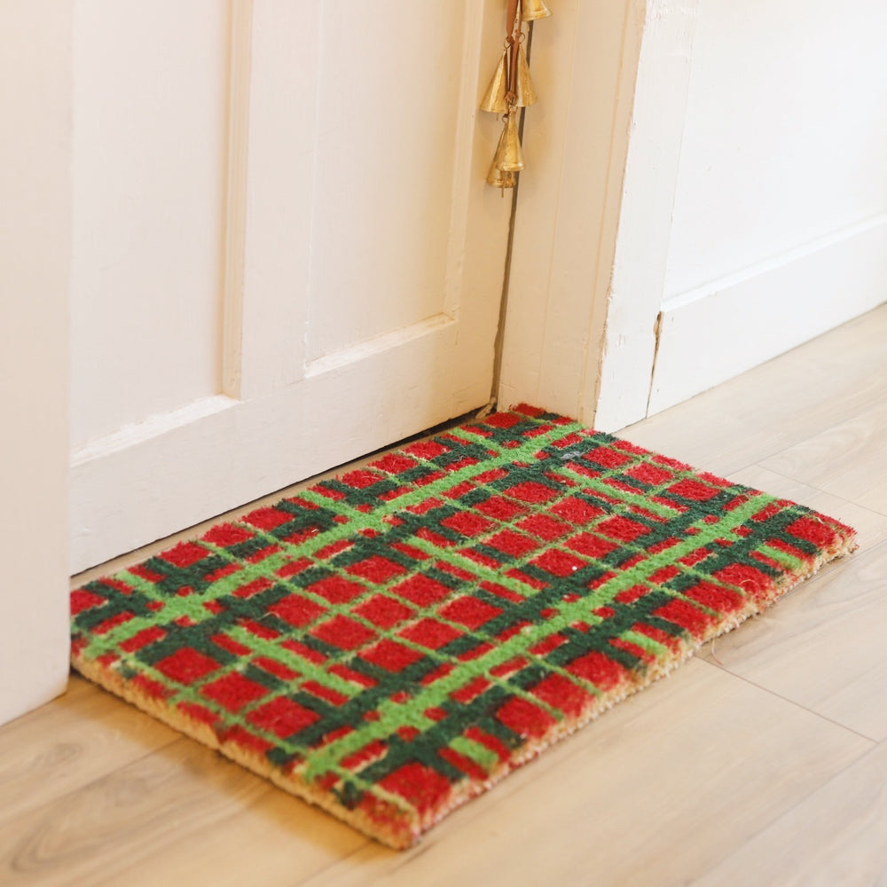 Merry Plaid Coir Doormat