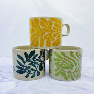 Hand Painted Floral Stoneware Mug