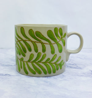 Hand Painted Floral Stoneware Mug