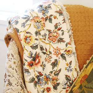 Woven Cotton Floral Throw