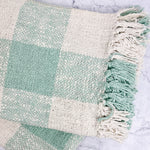 Mint and Cream Checkered Throw