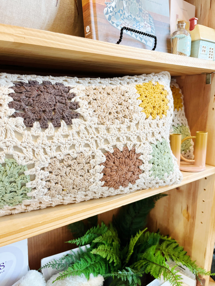 Crochet Squares Lumbar Pillow