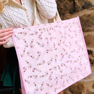 Candy Cane Canvas Tote Bag