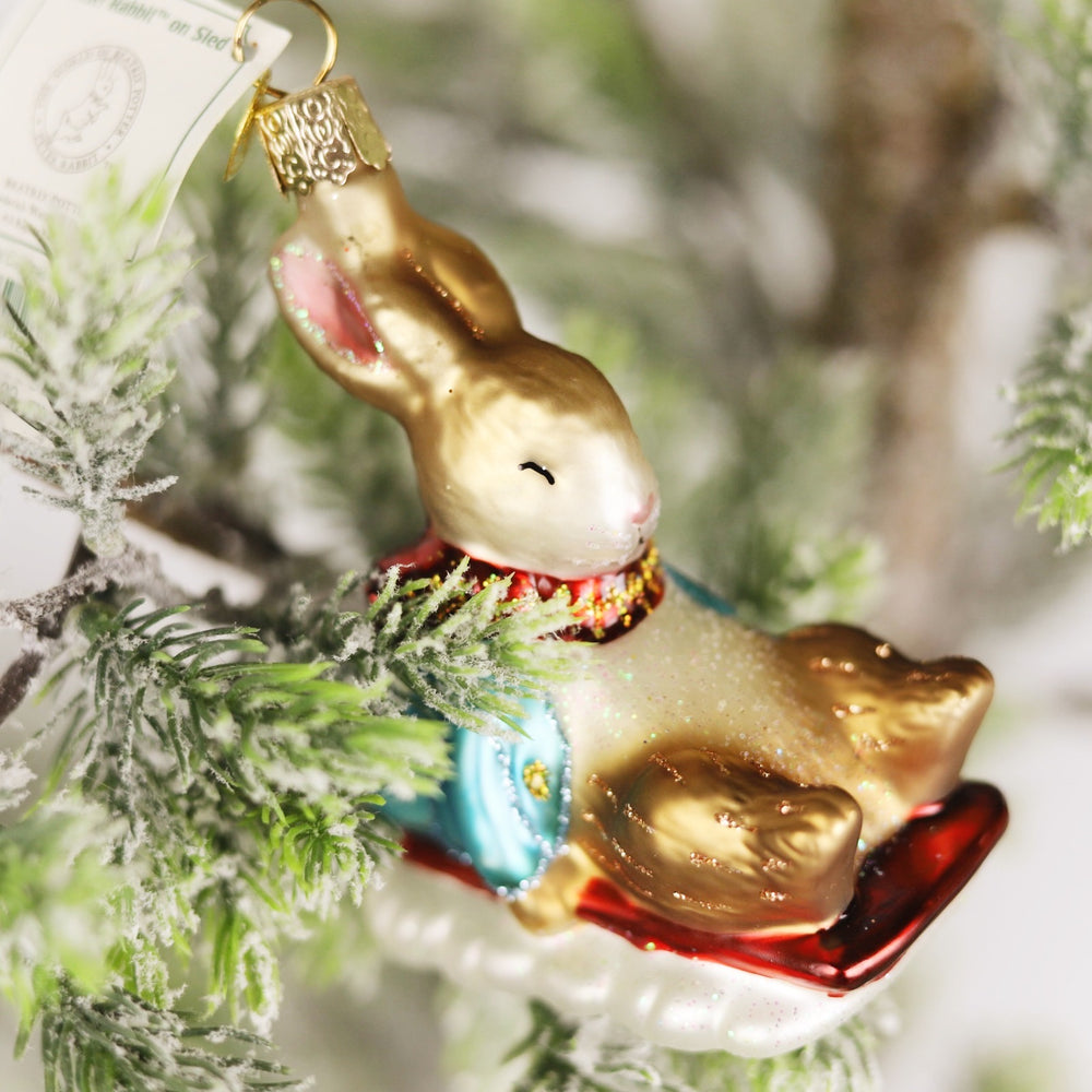 Peter Rabbit Sledding Ornament