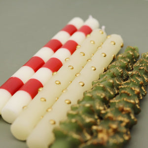 Red and White Stripe Taper Candles