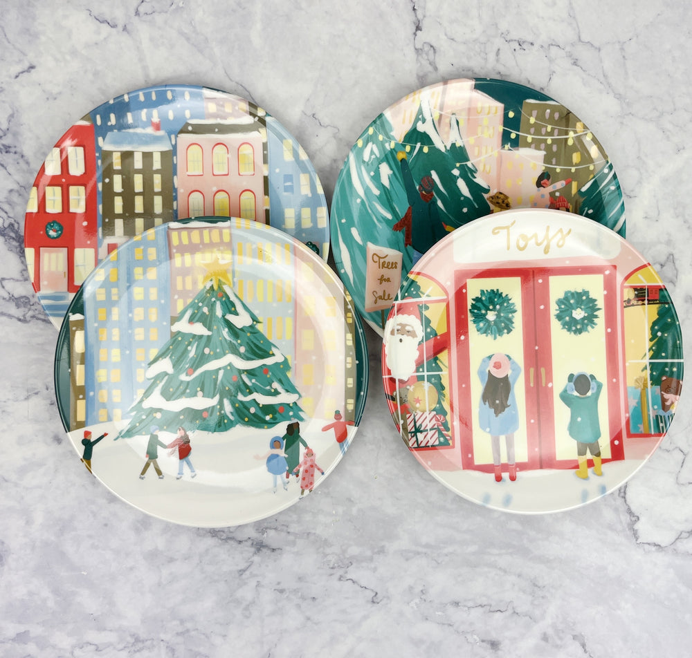 Christmas In The City Melamine Plates