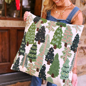 Embroidered Tree Pillow