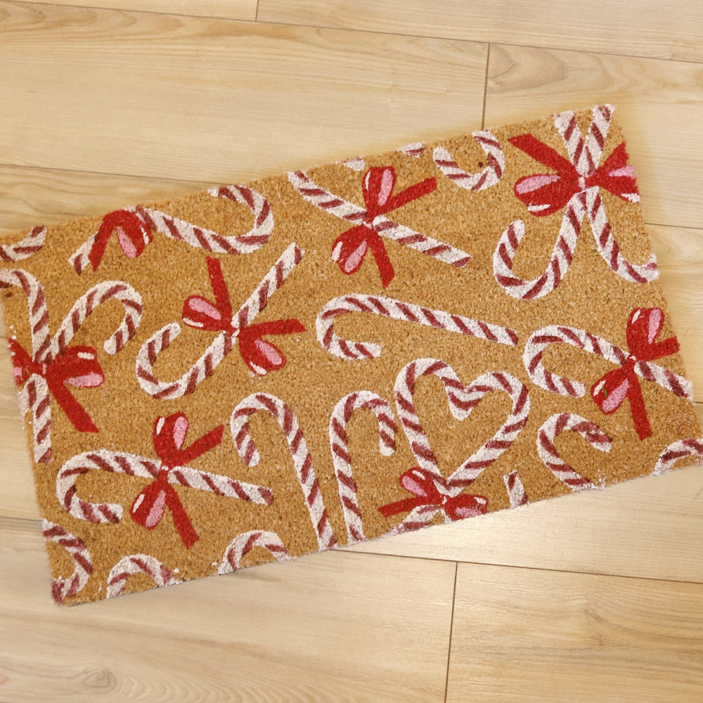 Candy Canes and Bows Doormat