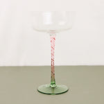 Pink and Green Stemmed Cocktail Glass