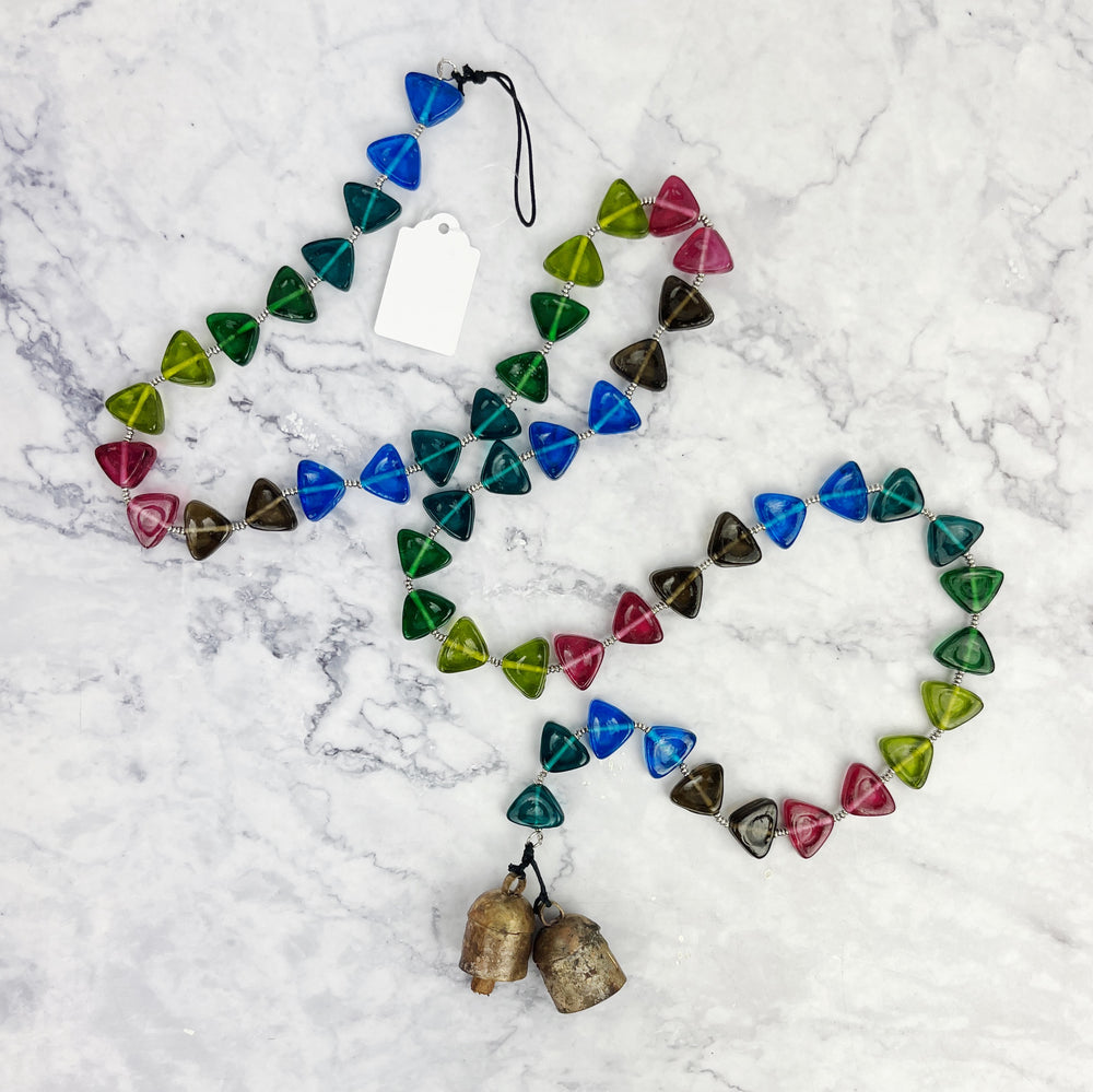 Triangular Multicolored Glass With Bells