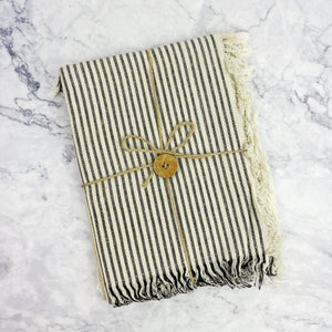 Black & Cream Fringe Tea Towel Set