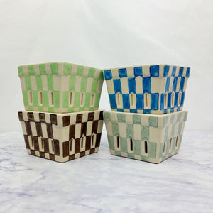 Checkered Stoneware Berry Baskets