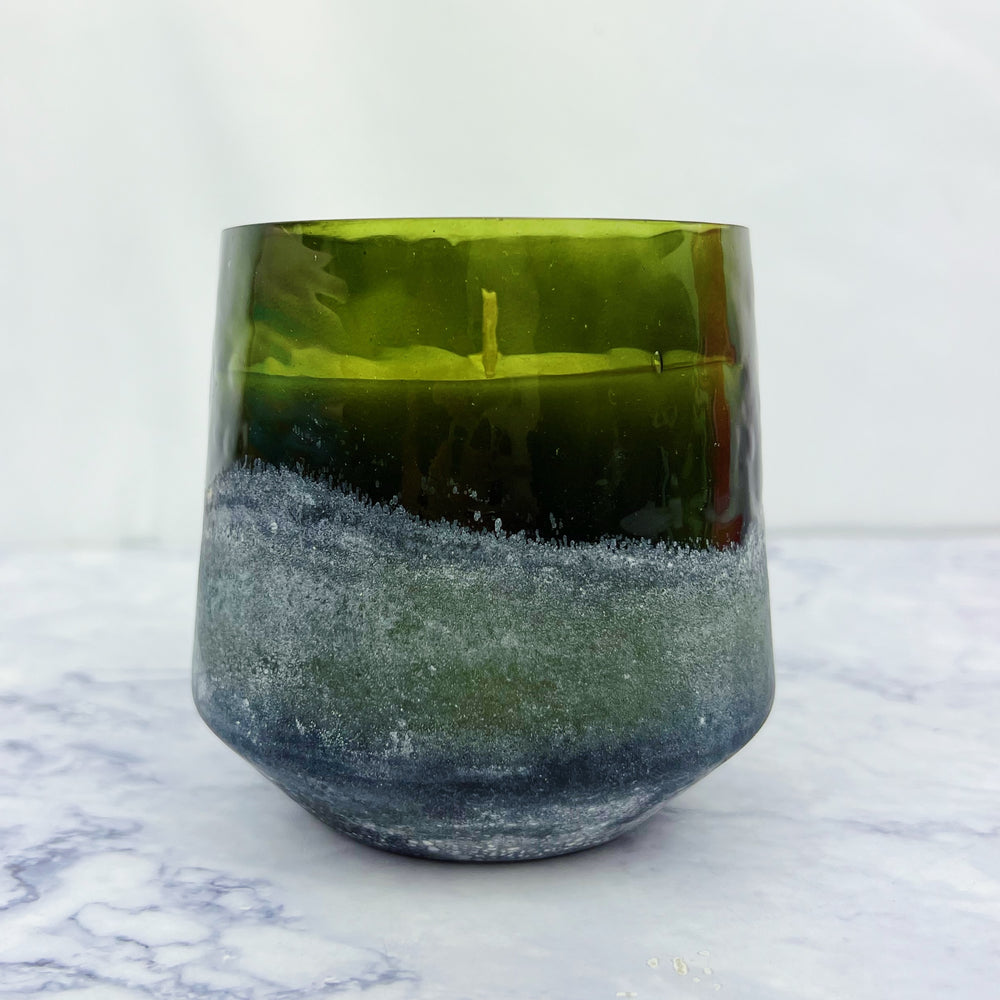 Winter Frosted Baltic Glass Candle