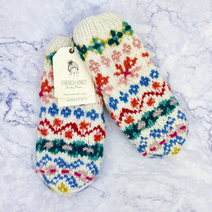 White Winter Whimsy Knit Mittens