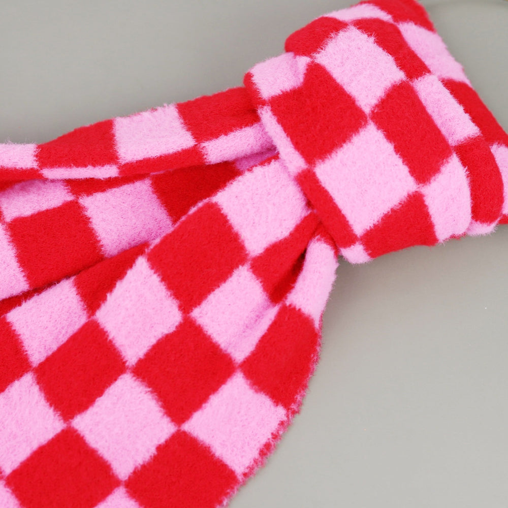 Pink and Red Checkered Scarf