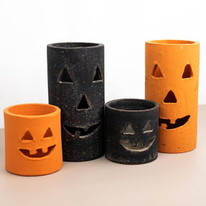 Tall Black Clay Jack-O-Lantern